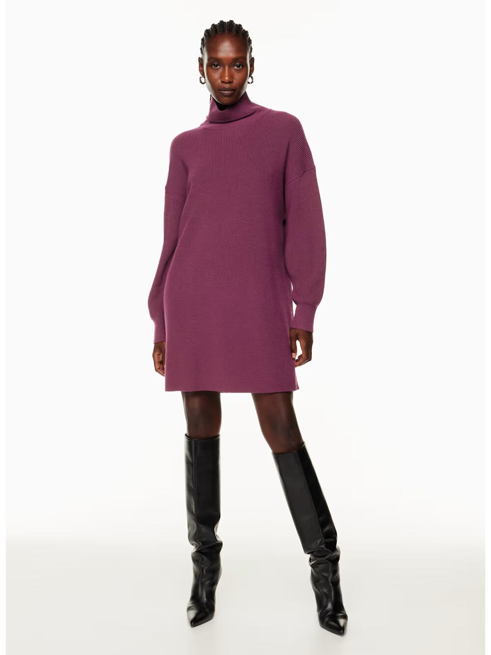Womens Size S Aritzia Babaton Maclean 100% Merino Wool Turtleneck Sweater Dress